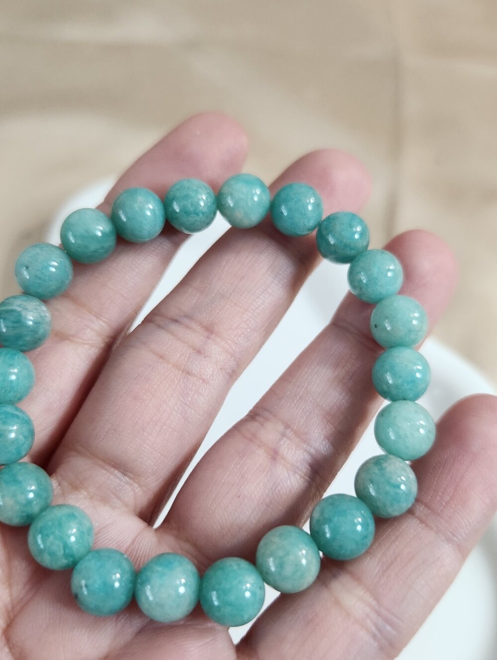 Amazonite Beaded Stretch Bracelet - Picture 3 of 4